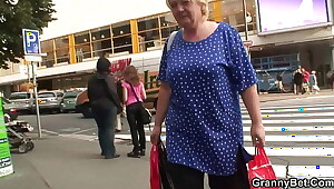 Huge boobs granny pleases young stranger