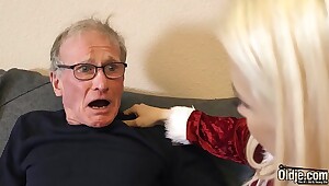 Nice Old man fucks tight teen pussy and cums