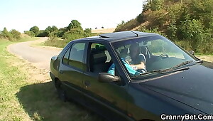 years old granny pleases young guy roadside
