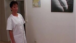 MILF Nurse Sexy Stockings Office Fucked Two Doctors